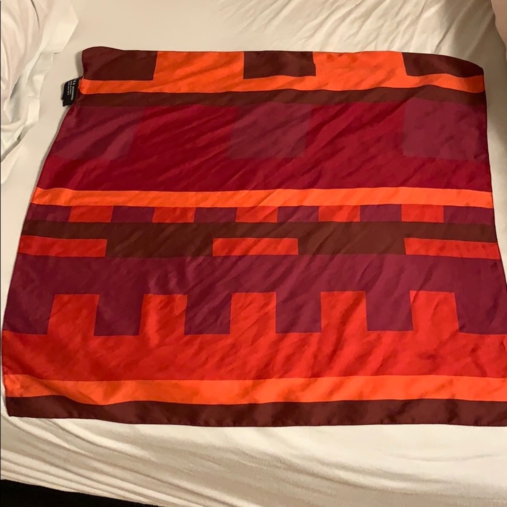 Silken pink geometric scarf